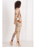 Elegant, beige patterned pants 3004 - Online store - Boutique